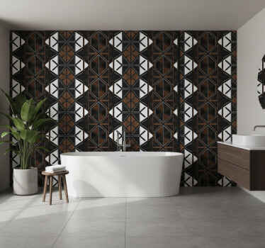 Wallpaper industrial geometric black brown - TenStickers