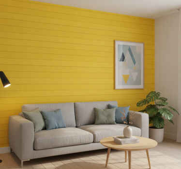 Papel tapiz amarillo con cortinas oscuras con lamas - TenVinilo