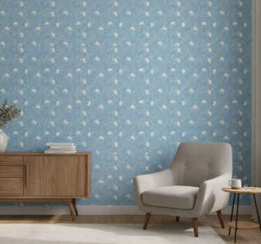 Tapete blau mit botanischem blättermotiv - TenStickers