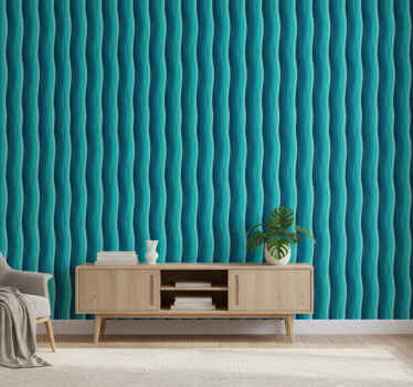 Blue wallpaper wave pattern design - TenStickers