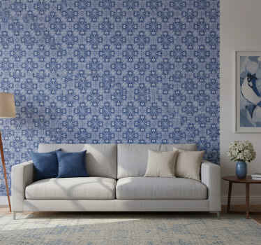 Tapete blau mit blauen ornamenten - TenStickers