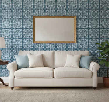 Tapete blau im französischen landhausstil mit blumenmuster - TenStickers