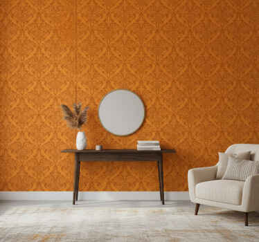 Papier peint orange damassé vintage - TenStickers