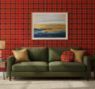 Rood behang kersttartan textuur - TenStickers