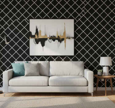 Black wallpaper with modern geometric lines - TenStickers