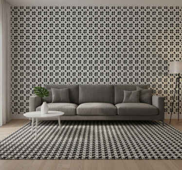 Black wallpaper black and white rug - TenStickers
