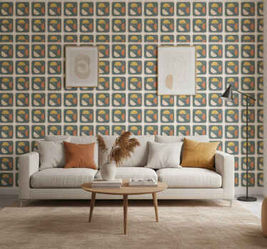 Terracotta wallpaper with semi-circles and rectangles - TenStickers