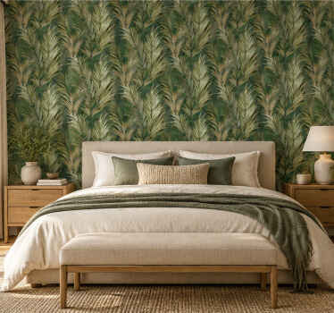 Papel pintado hojas pared de hojas verdes - TenVinilo