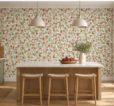 Papel tapiz cocina ramas elegantes - TenVinilo