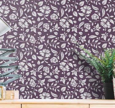 Papel pintado ornamental de flores vintage - TenVinilo