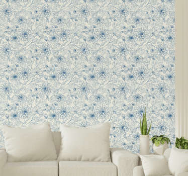 Modrý list obrysy okrasných tapiet - Tenstickers