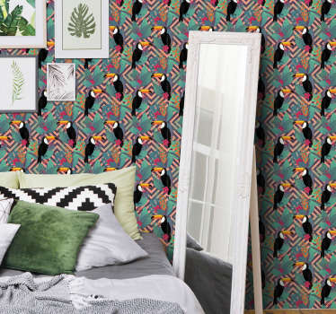 Tapete za zid  životinjske tukani među lišćem - TenStickers