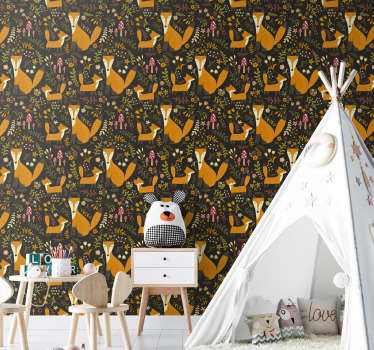 Papel pintado infantil de animales con zorros - TenVinilo