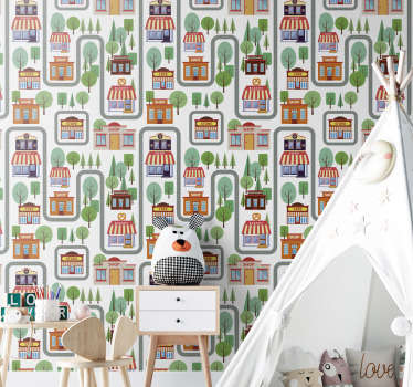 Papel pintado ciudades paisaje urbano encantador - TenVinilo