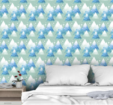 Papel pintado acuarela azul de montaña - TenVinilo