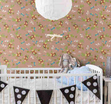 Fishes and turtles pattern fish wallpaper - TenStickers