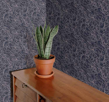 Tapete Abstrakt blaue geschwungene linienmuster - TenStickers