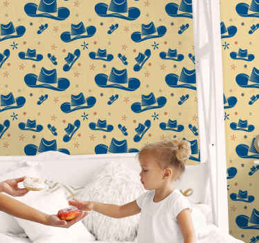 Papel pintado infantil sombreros vaqueros azules - TenVinilo