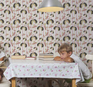 Papel pintado infantil puercoespín enamorado - TenVinilo