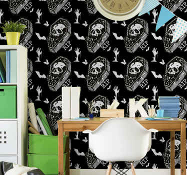 halloweenske tapety rakvy a netopiere - Tenstickers