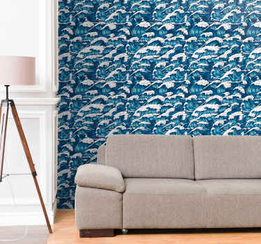 Dynamic Ocean Waves fish wallpaper - TenStickers