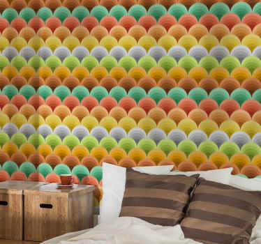 Vintage behang met oranje cirkels - TenStickers