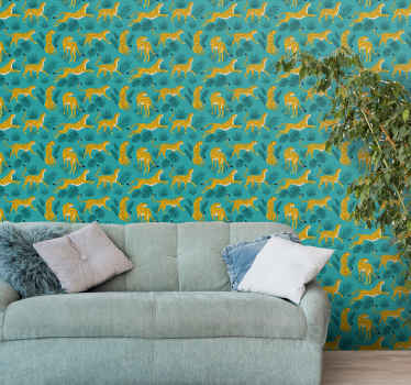 Turquoise Pattern leopard print wallpaper - TenStickers