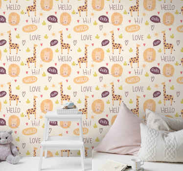 Papier peint chambre enfant bébés girafes de la jungle - TenStickers