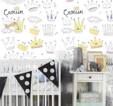 Papier peint chambre enfant conception de modèle de couronne - TenStickers