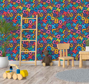 letters pattern Childrens Wallpaper - TenStickers