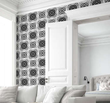Schwarze Ornament Tapete - TenStickers