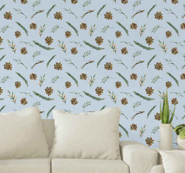 Watercolor floral blue Flowery Wallpaper - TenStickers