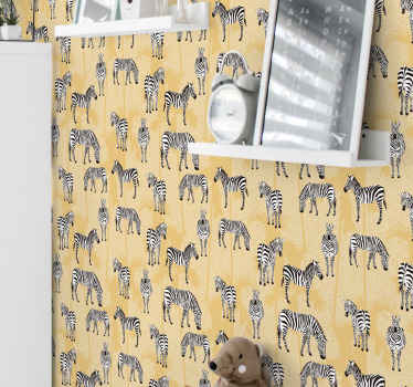 Zebra motiv tapet med zebraer - TenStickers