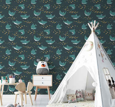 Papier peint chambre enfant requins heureux et amicaux - TenStickers