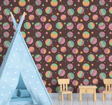 Papier peint chambre enfant motif à pois cosmique - TenStickers