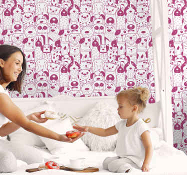 Canine Characters Pattern cute dog wallpaper - TenStickers