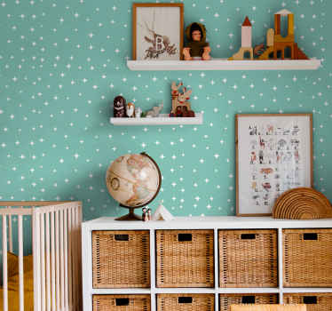 Papel pintado estrellas sobre fondo verde - TenVinilo