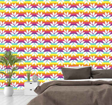 Motiv tropických dlaždic Květinový ornament tapeta - TenStickers