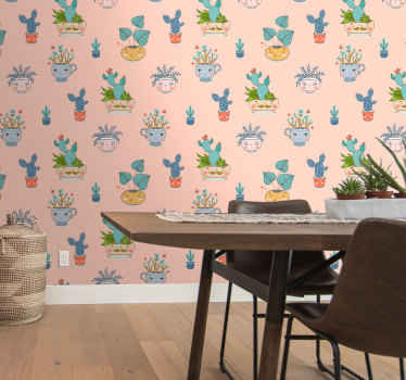 Animated Plant Pots dining room wallpaper - TenStickers