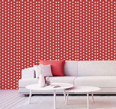 Tapete Wohnzimmer weiße Punkte auf rotem Hintergrund - TenStickers
