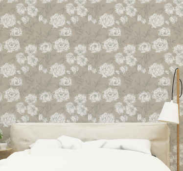 Vintage style peony wallpaper Flower Wallpaper - TenStickers
