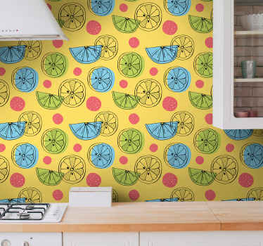 Citrus Slices Pattern kitchen wallpaper - TenStickers