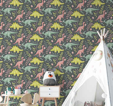 Dinosaur tegneserie lek dinosaur tapet - Tenstickers