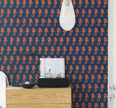 Papel tapiz animales motivo de caballito de mar - TenVinilo