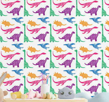 Dinosaur skisse mønster dinosaur tapet - Tenstickers