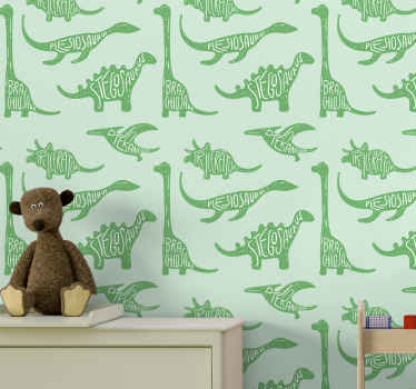 Papel pintado infantil dinosaurios con nombres - TenVinilo