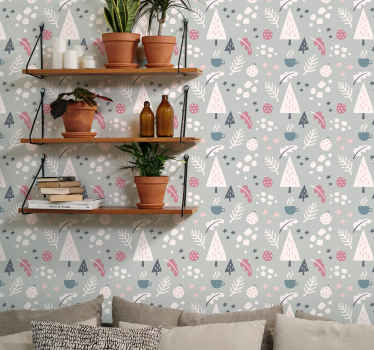 Papel pintado naturaleza navideño nórdico - TenVinilo