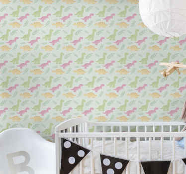 恐竜 壁紙 パステルカラーの恐竜模様 - TENSTICKERS