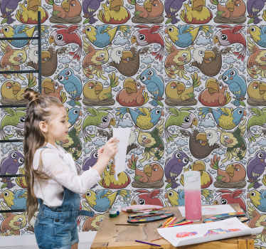 墙纸 鸟类 俏皮的鹦鹉图案 - TenStickers