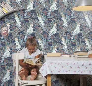 parrots and leaves Dining Room Wallpaper - TenStickers